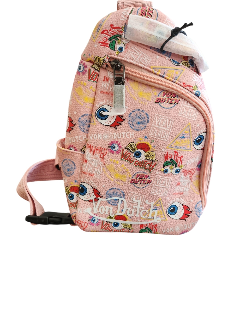 Von Dutch Pink Graphic  Saddle Bag